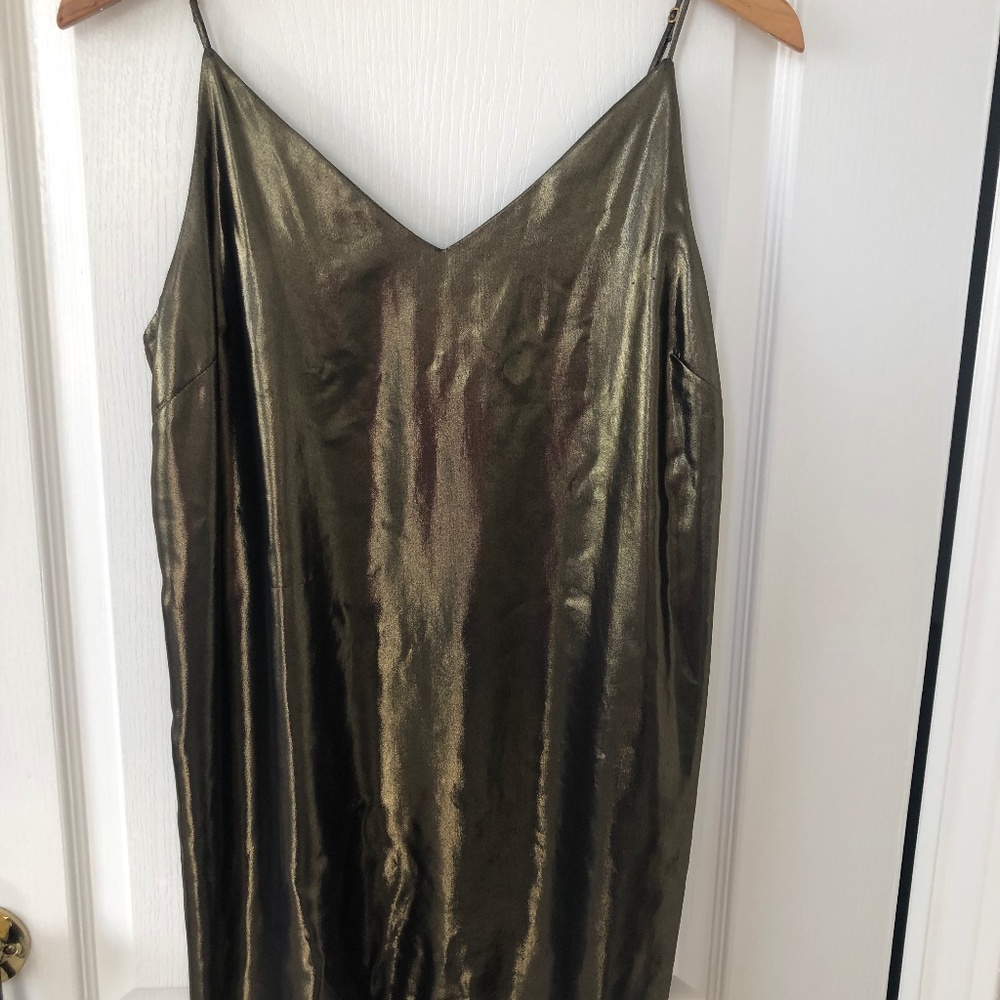 Aritzia Wilfred Free Gold Mini Slip Dress